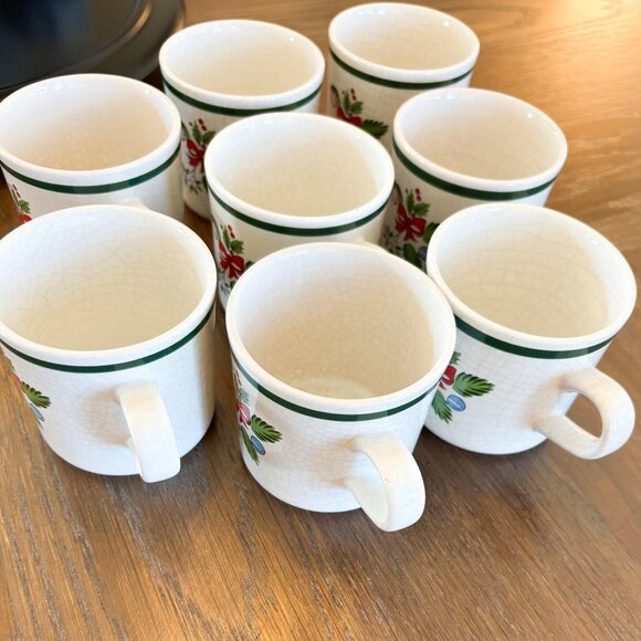 Set of 7 Coffee Cups with Saucers Yamaka Stoneware Japan Holiday Christmas - Picture 4 of 9
